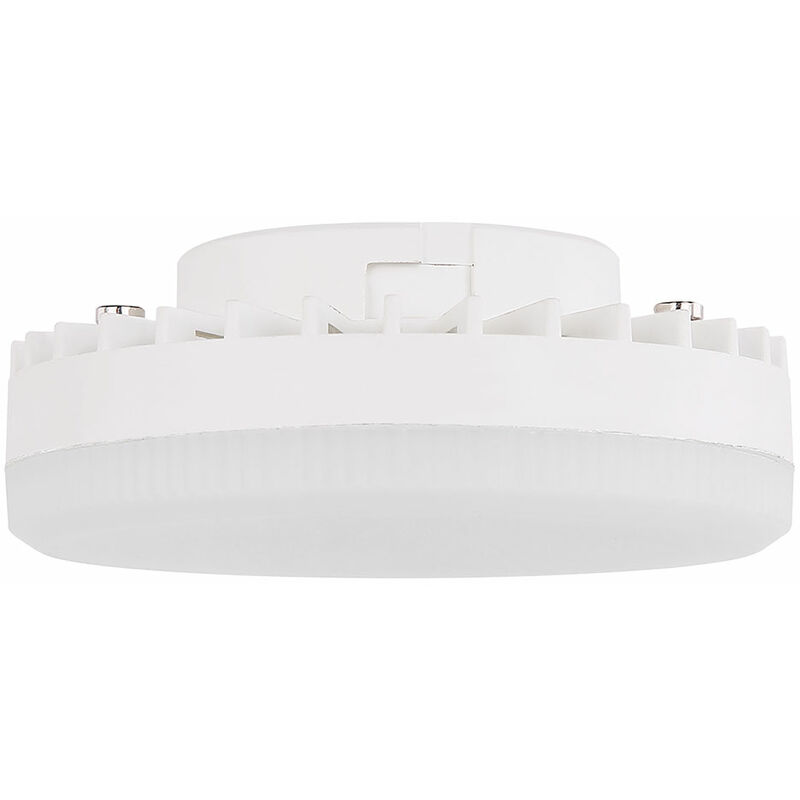 foto del prodotto lampadina led gx53 tonda da 7 watt, plastica opalina, 550 lumen 3000k bianco caldo, h 2,8 cm