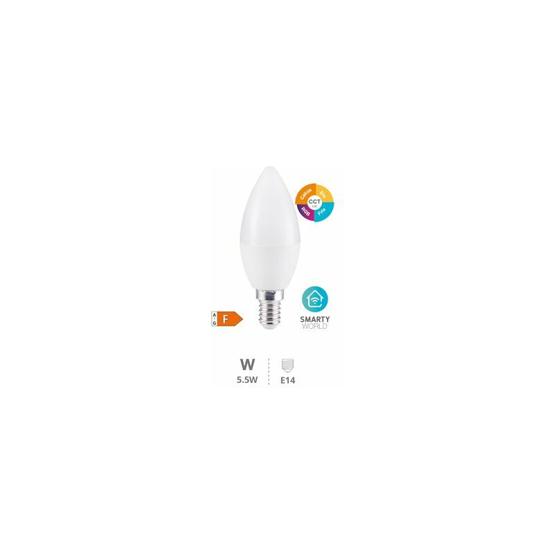 foto del prodotto lampadina led intelligente a candela 5,5w e14 rgb ctt dimmerabile