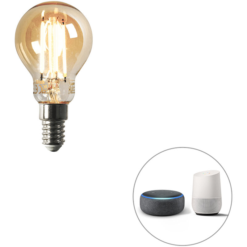 foto del prodotto lampadina led intelligente e14 p45 oro 4,9w 470lm 1800 4000k luedd