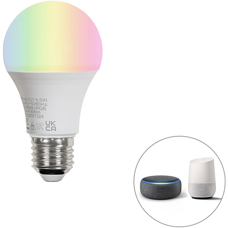 foto del prodotto lampadina led intelligente e27 a60 opaca rgbw 8,5w 806lm 2700 6500k luedd