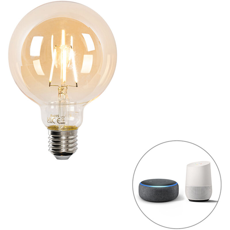 foto del prodotto lampadina led intelligente e27 g95 oro 4,9w 470lm 1800 4000k luedd