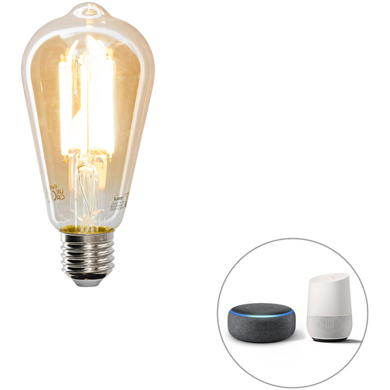 foto del prodotto lampadina led intelligente e27 st64 oro 7w 700lm 1800 4000k luedd
