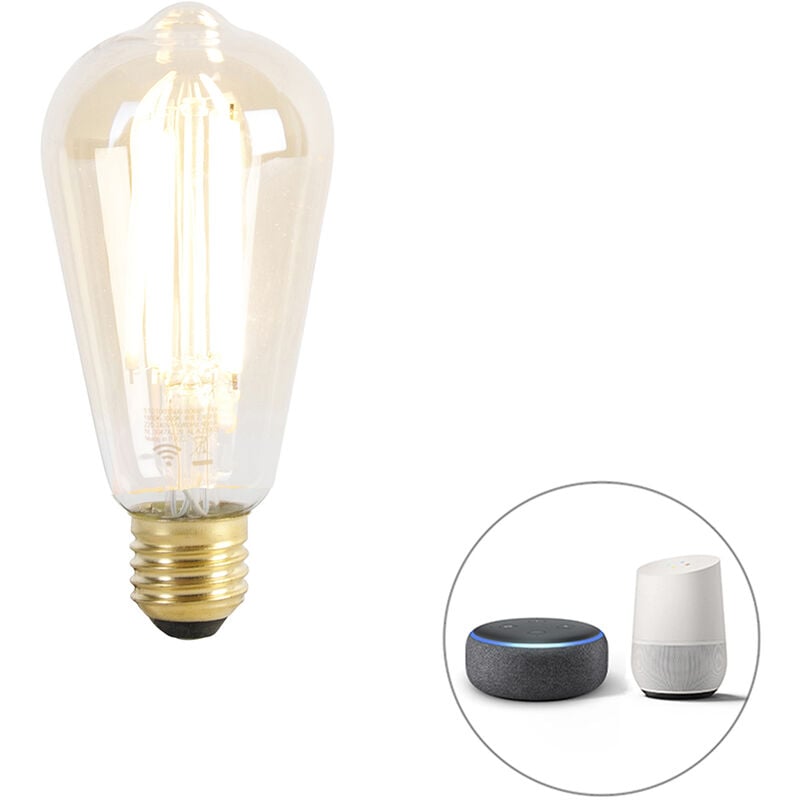 foto del prodotto lampadina led intelligente e27 st64 oro 7w 806lm 1800 3000k calex