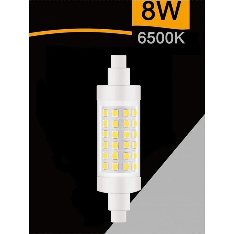 foto del prodotto lampadina led luce bianca attacco r7s 8 watt lampada ricambio per faro 6500k