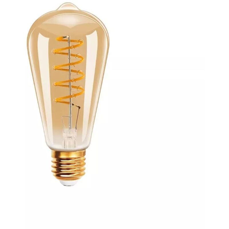 foto del prodotto lampadina led luce calda 4 w filamento a spirale vetro ambrato vintage e27 st64s