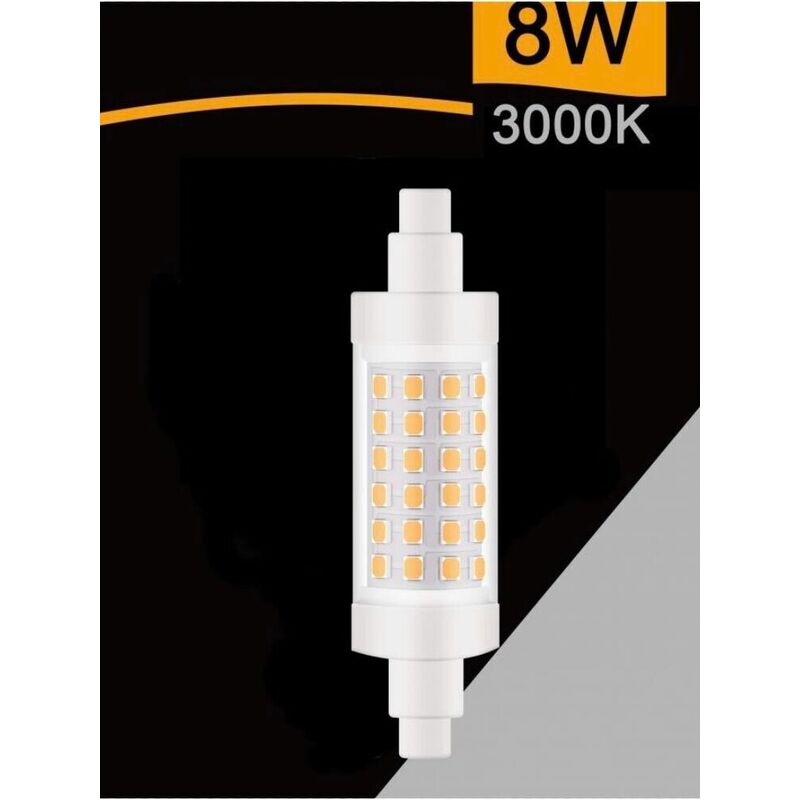 foto del prodotto lampadina led luce calda attacco r7s 8 watt lampada ricambio per faro 3000k