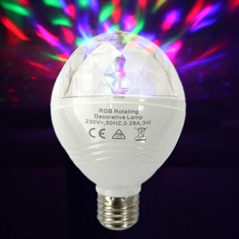 foto del prodotto lampadina led multicolore rgb edm e27 3w con rotazione di 360 8x13cm