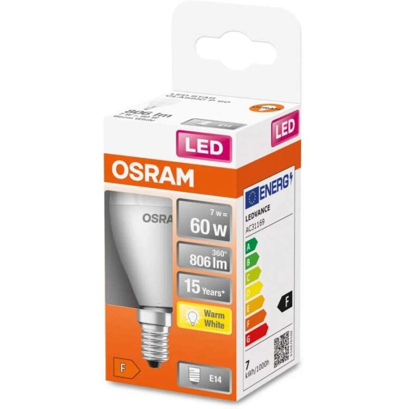 foto del prodotto lampadina led osram star classic e14 7 watt 2700 kelvin 806 lumen