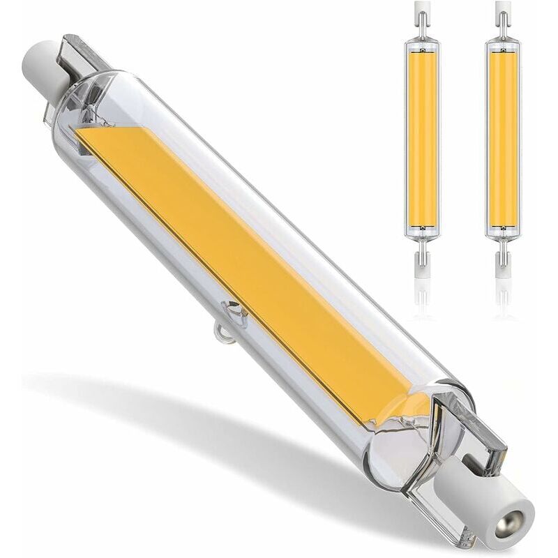 foto del prodotto lampadina led r7s da 20 w 118 mm dimmerabile, lampadina led r7s bianco caldo 3000 k, lampadine cob a doppio attacco 2000lm, lampadine led r7s 118 mm,