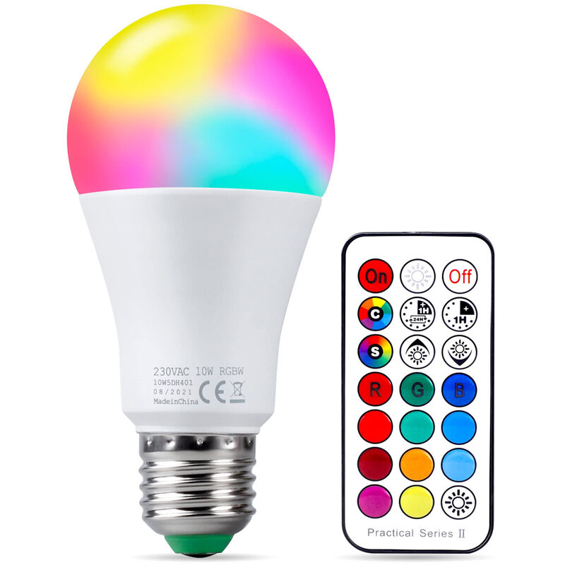 foto del prodotto lampadina led rgb 5w luce led multicolor telecomando wireless attacco e27