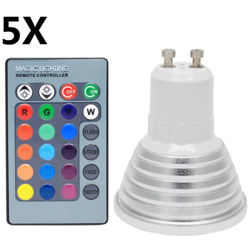 foto del prodotto lampadina led rgb gu10 3w 16 colori, telecomando