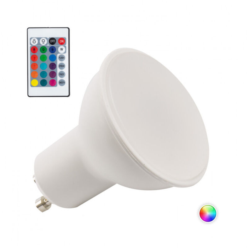 foto del prodotto lampadina led rgb gu10 da 5 w, telecomando, 40.000 ore pl187221 gu10 