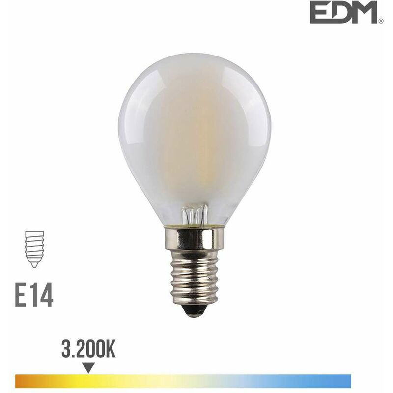 foto del prodotto lampadina led rotonda e14 da 4,5w equivalenti a 30w bianco caldo 3200k