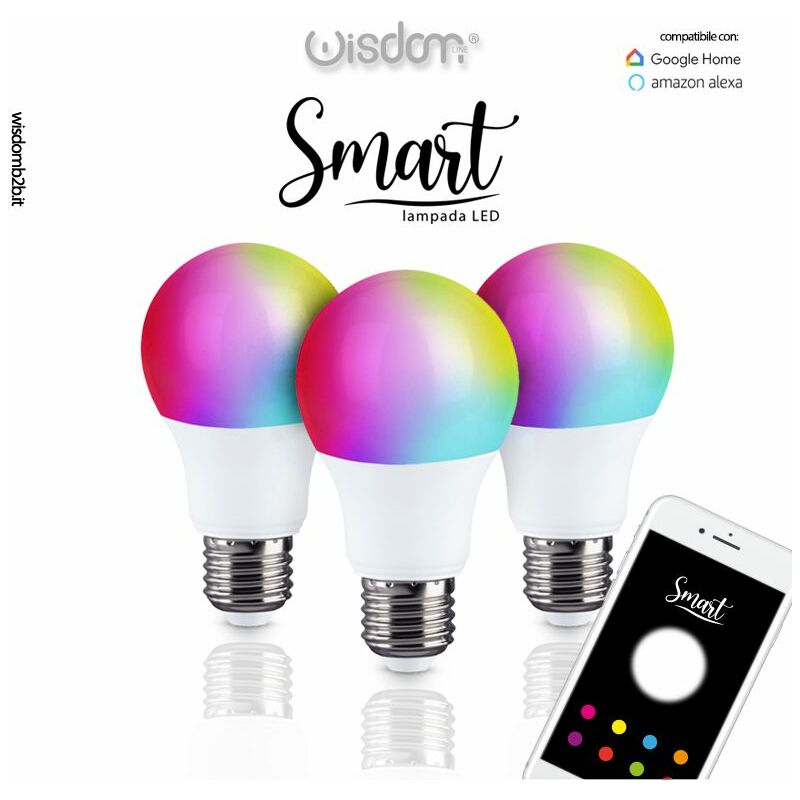 foto del prodotto lampadina led smart home rgb w 10w attacco e27 compatibile con google home ed alexa