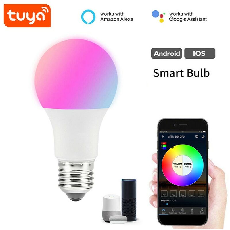 foto del prodotto lampadina led smart wifi 10w rgbw tuya