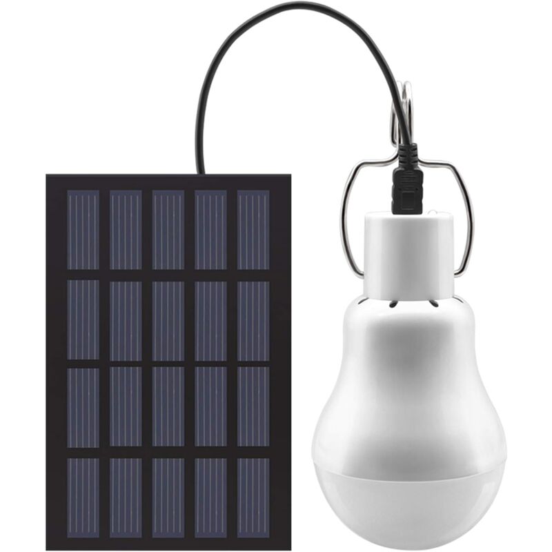 foto del prodotto lampadina led solare portatile a energia solare con pannello solare per giardino, patio, interni, esterni, escursionismo, campeggio, tenda,