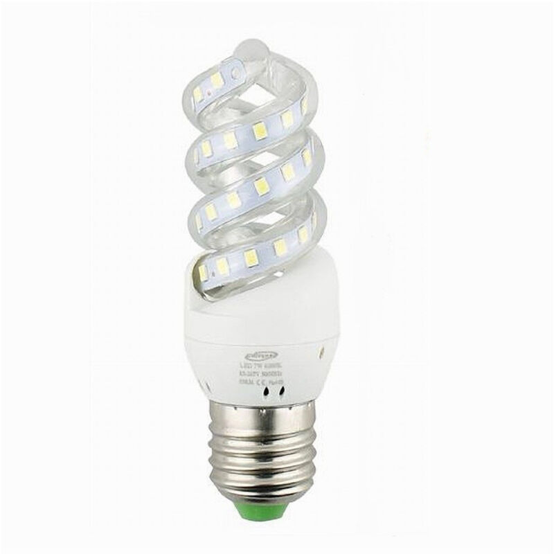 foto del prodotto lampadina led spirale attacco e27 7watt luce 6500k 3000k 4000k illuminazione s02 bianco freddo trade shop traesio