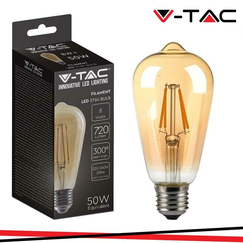 foto del prodotto lampadina led st64 v-tac 8w e27 2200k vt-1968-n - 214421