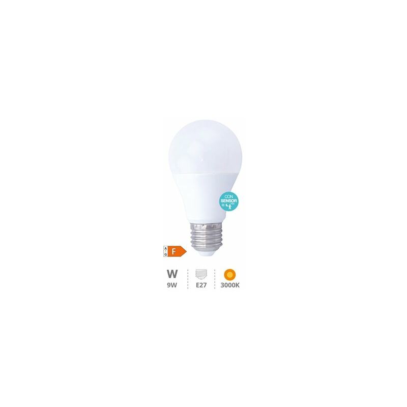 foto del prodotto lampadina led standard con sensore di presenza crepuscolare 9w e27 3000k