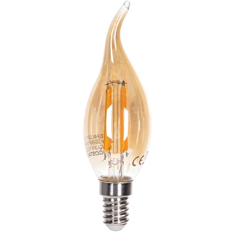 foto del prodotto lampadina led vintage a filamento e14 cl35 a colpo di vento 4w bianco caldo 2200k aigostar