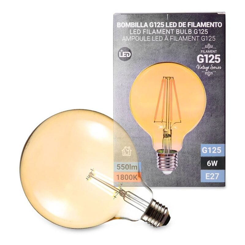 foto del prodotto lampadina led vintage globe a filamento e27 g125 6w
