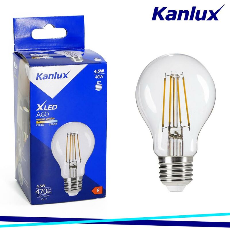 foto del prodotto lampadina led xled a60 4,5w ww kanlux luce calda