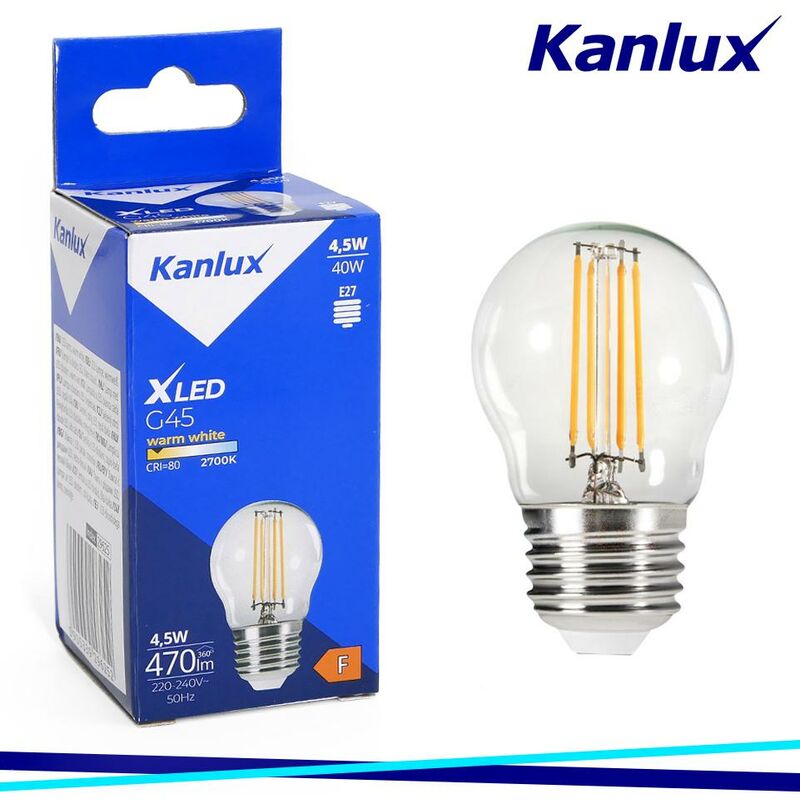 foto del prodotto lampadina led xled g45 e27 4,5w ww kanlux luce calda