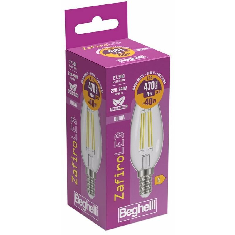 foto del prodotto lampadina oliva zafiro led e14 4w 2700k