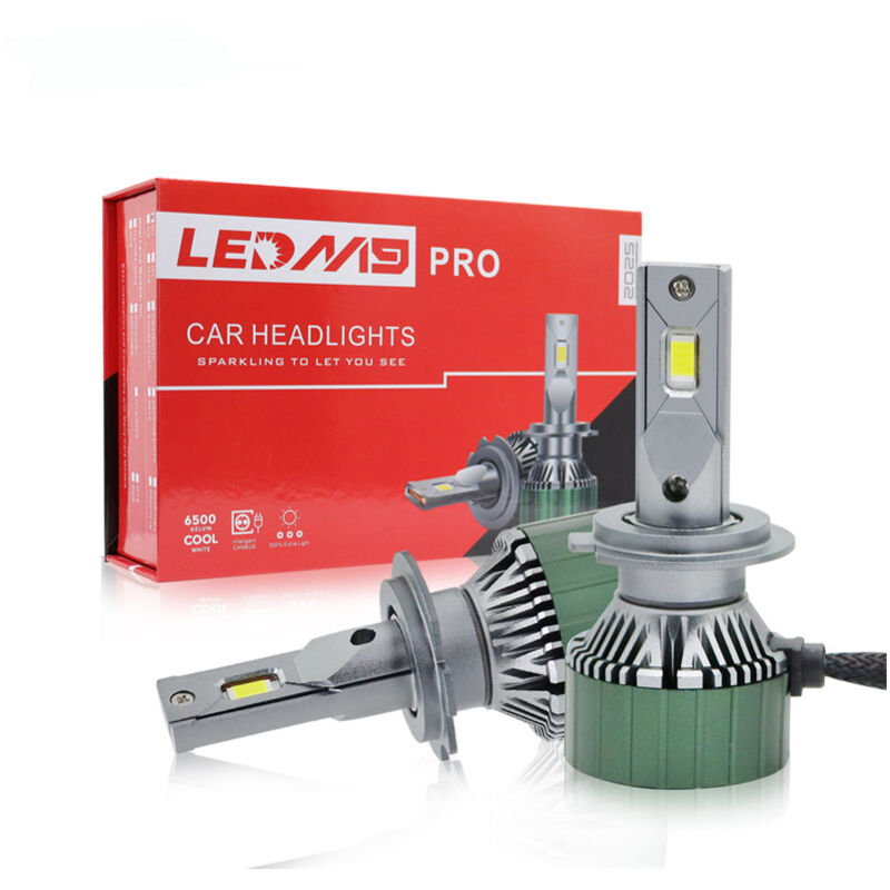 foto del prodotto lampadina per fari auto a led h7 m9pro con doppio tubo in rame, ad alta potenza, illuminazione a fascio lontano e vicino integrata, accessori per la