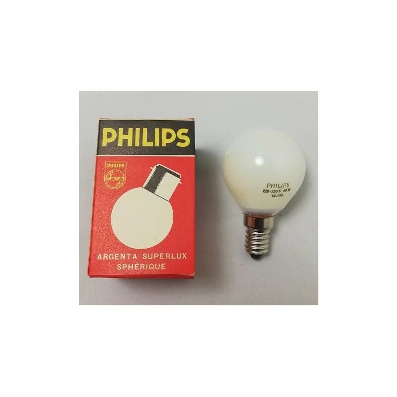 foto del prodotto lampadina sferica philips e14 25w argento superlux