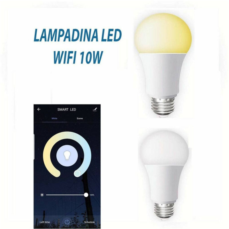 foto del prodotto lampadina smart led wifi e27 10w 2700k 6400k dimmerabile ios android alexa google trade shop traesio