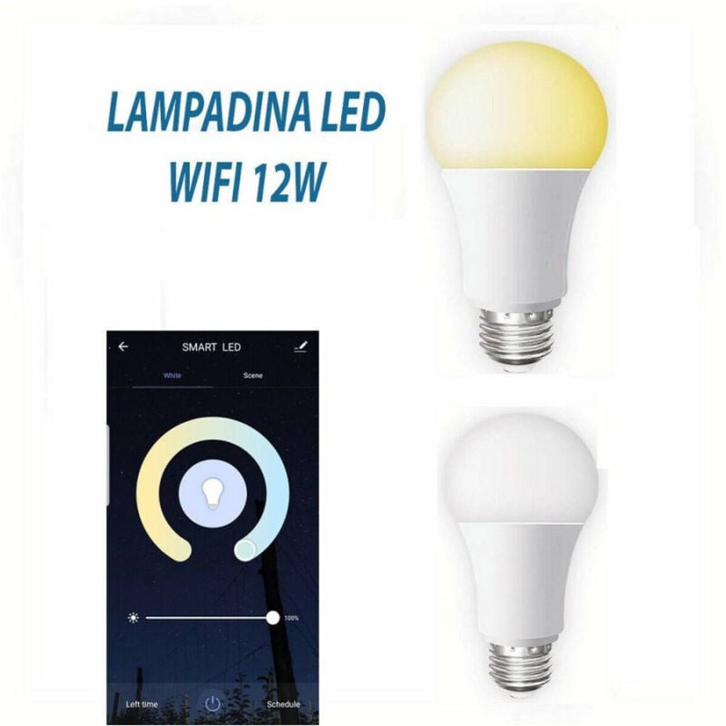 foto del prodotto lampadina smart led wifi e27 12w 2700k 6400k dimmerabile ios android alexa google trade shop traesio