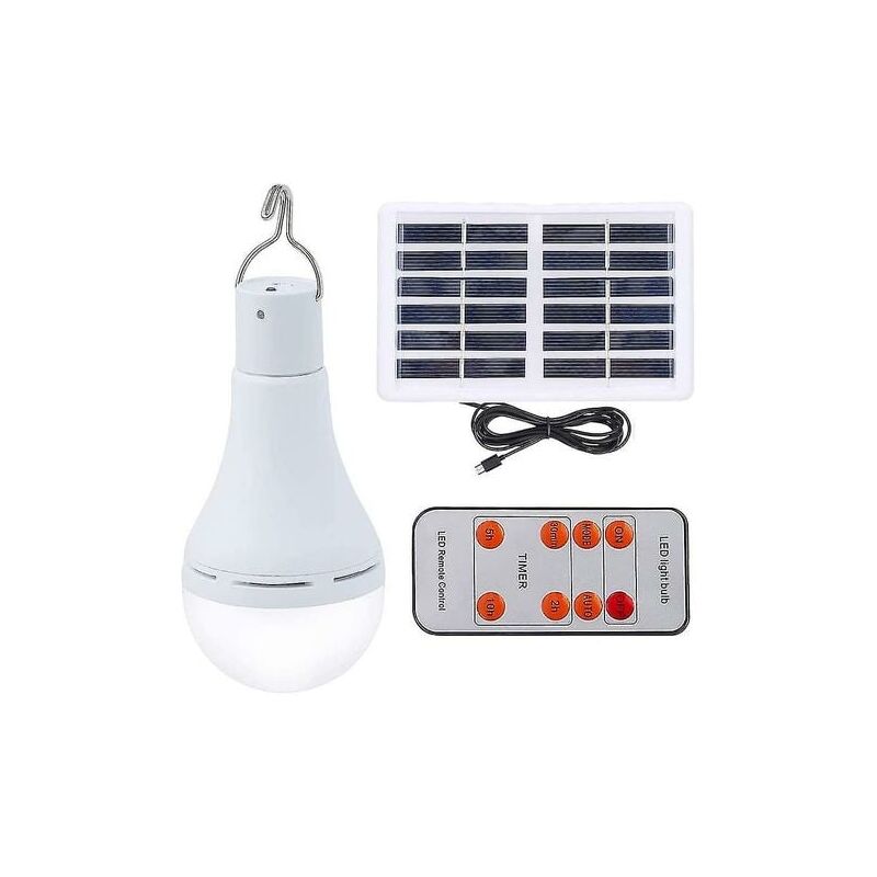 foto del prodotto lampadina solare dimmerabile a tre livelli da 9 w con sensore di luce, ricaricabile portatile per campeggio e rifugio