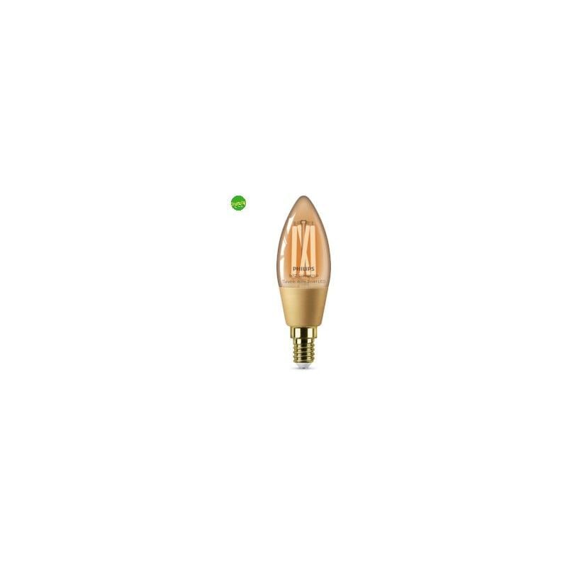 foto del prodotto lampadina wiz philips e14 4,5w 25w filamento ambra c35