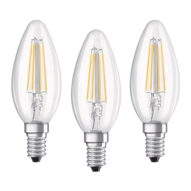 foto del prodotto lampadine a candela led 4w attacco e14 luce naturale 4000k confezione da 3 osram