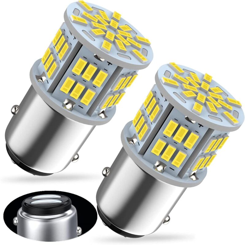 foto del prodotto lampadine a led p21 5w 1157 bay15d 12v 24v, 54smd bianco super luminoso 6000k, per luci di stop, luci posteriori, ecc. non adatto alle barche. set