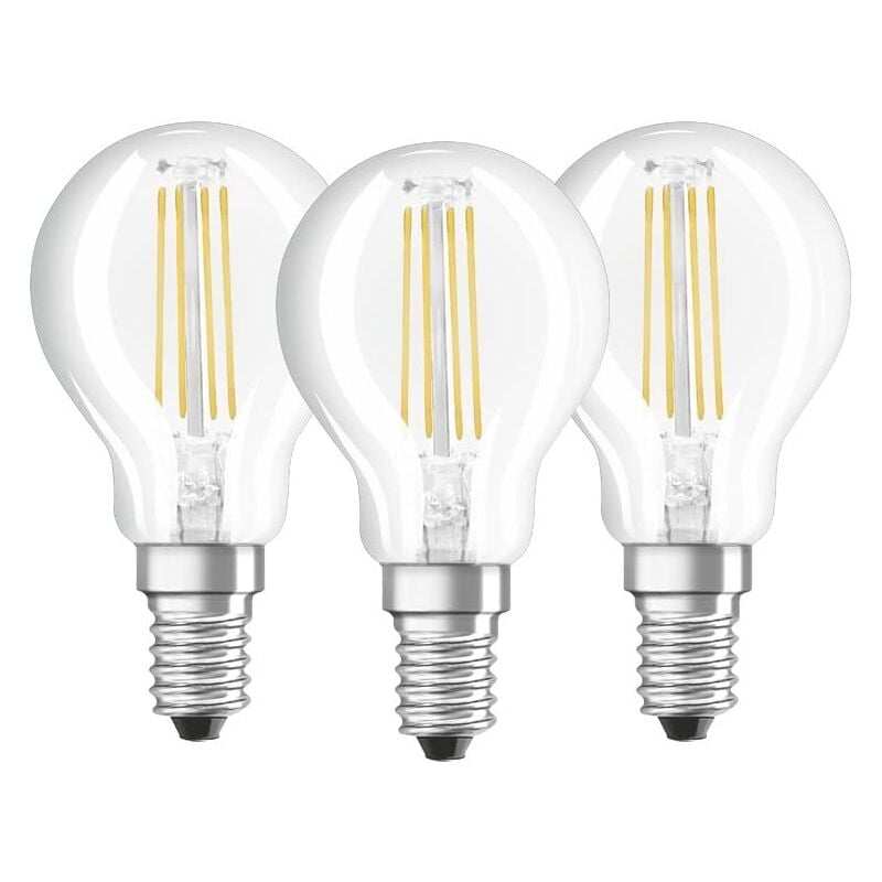 foto del prodotto lampadine a pera led 4w attacco e14 luce naturale 4000k confezione da 3 osram