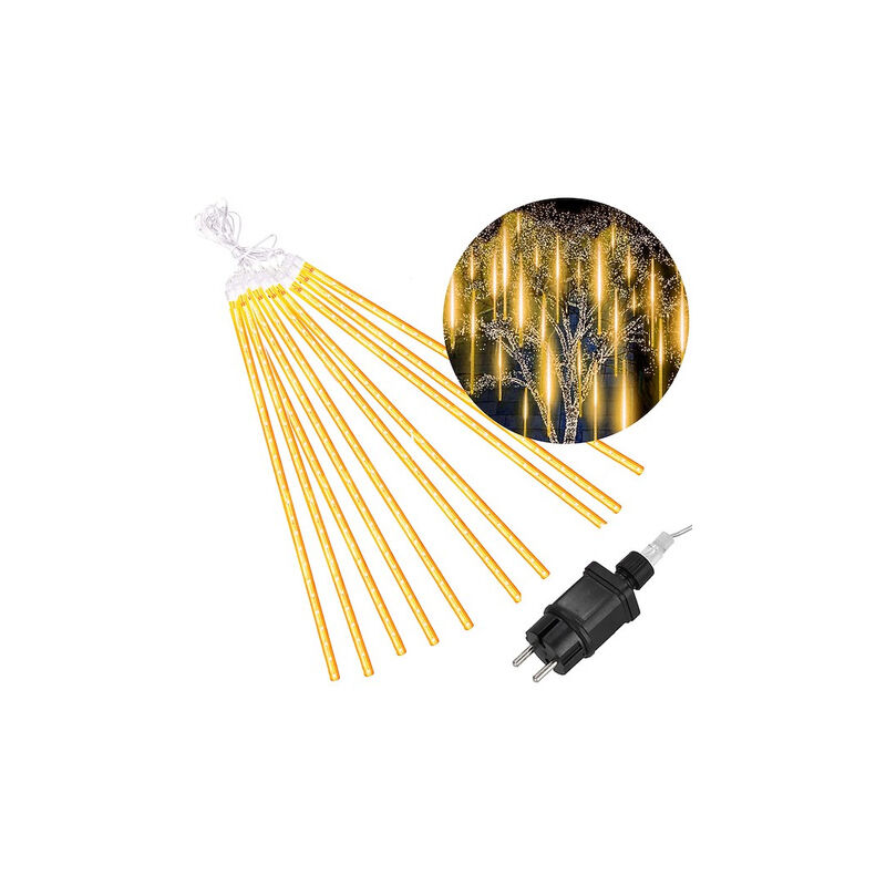 foto del prodotto lampadine albero di natale 10 pz. gocce 480 led neve cadente meteore esterne bianche calde.
