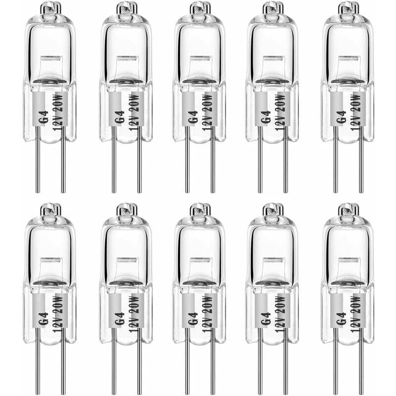 foto del prodotto lampadine alogene g4 20w 12v t3 jc tipo 2 pin, sostituzione per illuminazione sottopensile puck light illuminazione a binario dimmerabile confezione