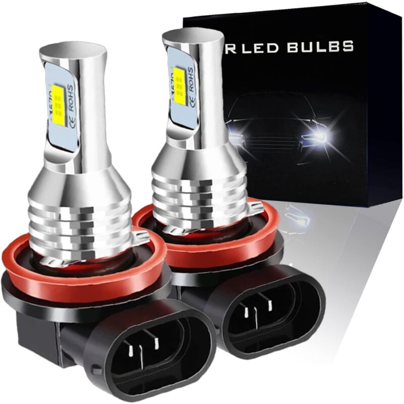 foto del prodotto lampadine fendinebbia a led h11 h8 h9 h16 jp , chip led csp, bianco xeno 6000k, 4000 lumen, illuminazione a 360 gradi, non polari, plug and play,