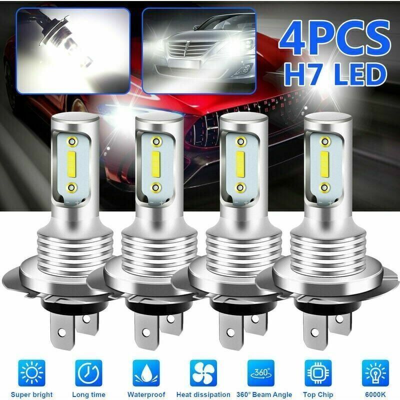 foto del prodotto lampadine fendinebbia a led h7 1860 ad alta potenza da 80 w per fari auto, luce bianca 6000 k.