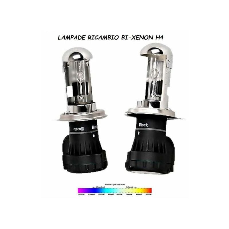 foto del prodotto lampadine h4 3 fari bi xenon coppia luce bianco 6000k ricambi auto moto 35w
