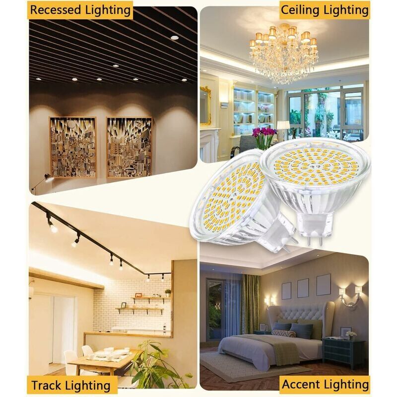 foto del prodotto lampadine led alovez mr16 gu5.3 12v, bianco caldo 3000k, 5w equivalenti a lampadine alogene da 50w, 450lm, angolo di 120 , lampadine led non