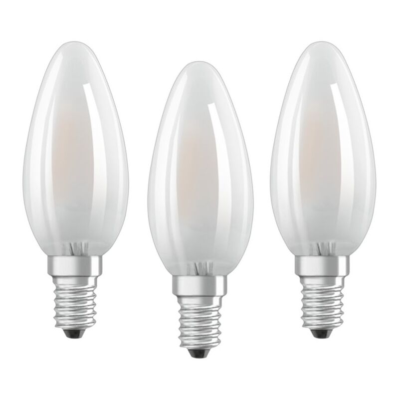 foto del prodotto lampadine led candela, 4w equivalenti 40w, attacco e14, luce calda 2700k, confezione da 3 osram