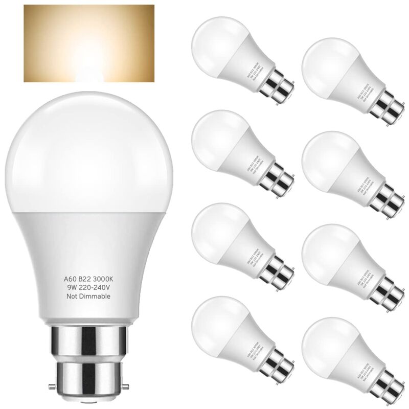 foto del prodotto lampadine led confezione da 8, risparmio energetico, bianco caldo 9w, e27 
