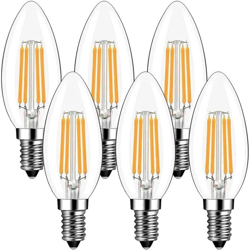 foto del prodotto lampadine led e14 4w bianco caldo 2700k equivalenti a lampadine a incandescenza da 40w confezione da 6