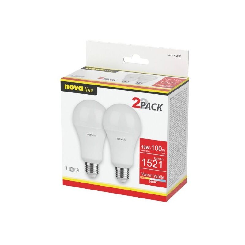 foto del prodotto lampadine led e27 13w goccia luce calda 1x2pz 3000k novaline