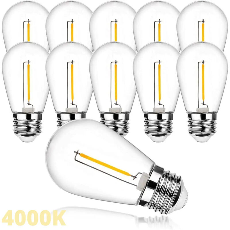 foto del prodotto lampadine led e27 filamento vintage, set da 10luce calda 3000k, naturale 4000k, fredda 6500k, 1w 11w, trasparente, risparmio energetico, ideale per