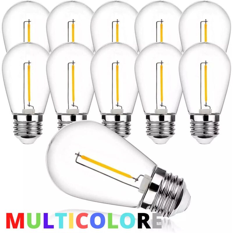 foto del prodotto lampadine led e27 filamento vintage, set da 10luce calda 3000k, naturale 4000k, fredda 6500k, 1w multicolore maka