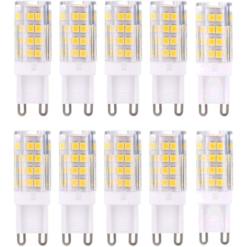 foto del prodotto lampadine led g9, bianco caldo 3000 k, luce 5 w, equivalenti a lampadine alogene da 40 w, 420 lumen non dimmerabile, set da 10